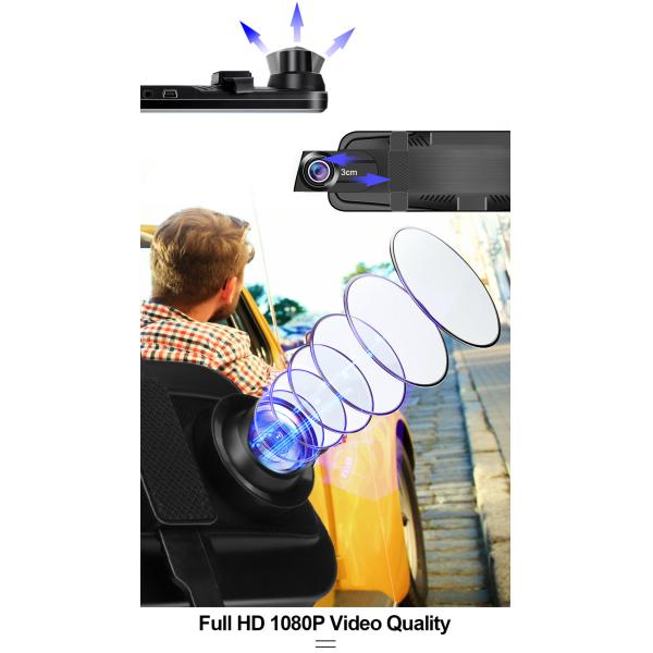 9.66 Inch Dual Wireless Dashboard Camera Dash Cam Video Driving Recorder 170 Degree