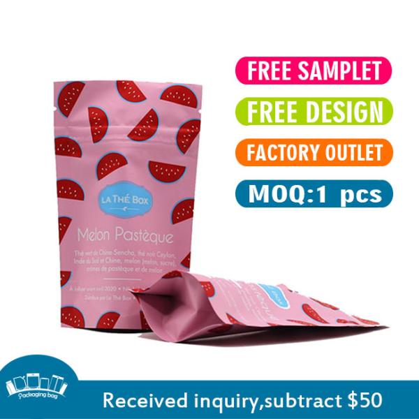 160mm Digital Printed Stand Up Pouches 250g Tear Notch Reusable ziplockk Bags