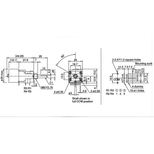 ALPS RK168 100K Quad Audio Rotary Motor Driven Potentiometer B100k×4 25mm