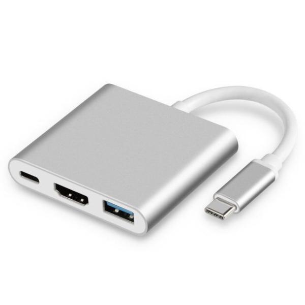 Cheap USB C to  Adapter USB C Hub Multiport Adapter 3 in 1 Hub with USB 3.0,4k  and PD Delivery for Macbook Pro for sale