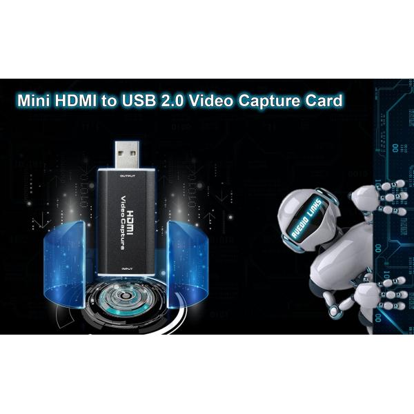 HDMI to USB Audio Video Capture Cards 1080p USB2.0 Record via DSLR Camcorder