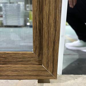 American PVC Sliding Windows Custom Manufacturing Wood Texture Inside + White