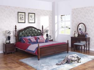 Best King Size American Style Leather King Size Oak Wood Double Bed Designs wholesale