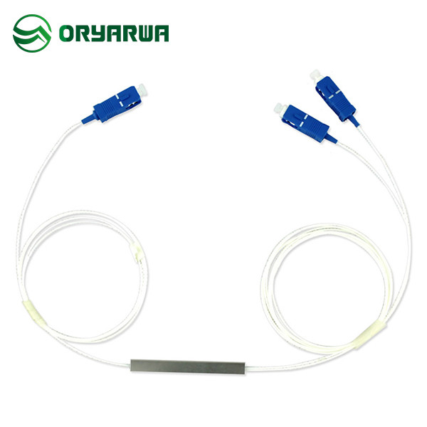 Mini Type Fiber Optic Splitter 1x2 FTTH SC UPC Steel Tube
