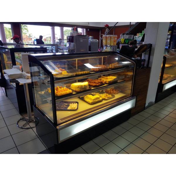 Pizza Salad Cake Display Cooler For Bakery Shop With 1.2 / 1.5 / 2m Four Sides Transparent Glass