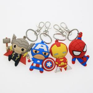 Best Custom 3D Cartoon Anime Captain America Rubber Keychain Metal Key Ring Pvc Key Chain For School Bag wholesale