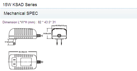 15 Watt Universal AC Power Adapter EN60950 Lightweight For Household Appliance