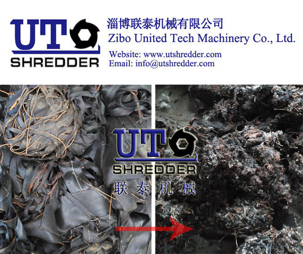 tire cord fabric shredder/ rubber fabric shredder/ two shaft shredder/ two engines crusher/ impregnated fabric shredder