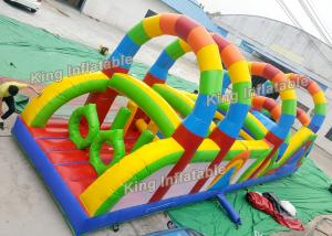 Best 12 m Colorful Rainbow Printed Inflatable Obstacle Games Passing Courses PVC wholesale