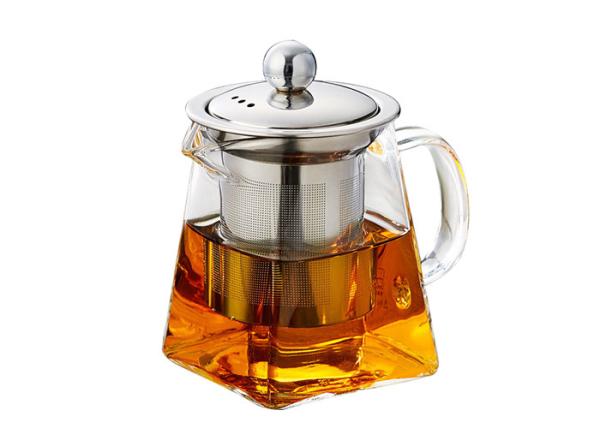 Cheap Borosilicate Square Shape Pyrex Glass Teapot With Infuser Strainer Handmade for sale