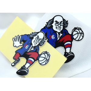 Custom Silicone Labels Cartoon Garment Patches Old Man Playing Basketball