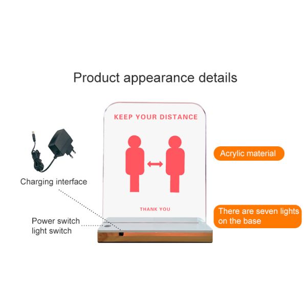 Transparent Table Stand Acrylic 28 * 22cm Led Word Sign