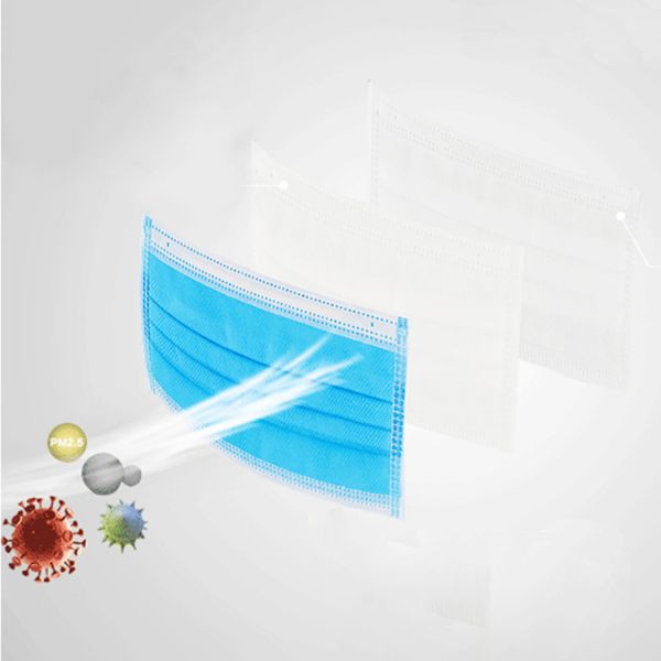 Disposable Blue Earloop Face Mask Beauty Salon , Electronics Industry Use