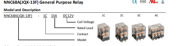 NNC General purpose Relay 68A JQX-13F