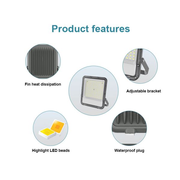 100W 10,000LM LED Flood Light with Precision Lens - Super Bright Spotlight,Gray color IP65 Waterproof,New 2025 Model for outdoor use