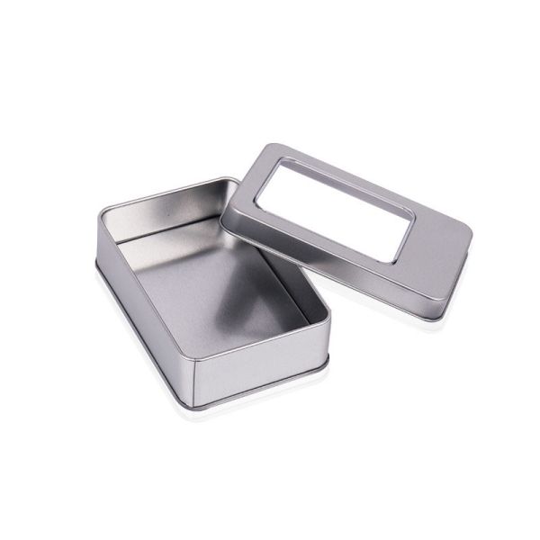 Antirust Lightweight Printed Tin Boxes With Hinged Lid Multipurpose