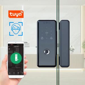 Best 3D Face Tuya Glass Door Smart Lock Full Automatic Fingerprint Passcode IC Card wholesale