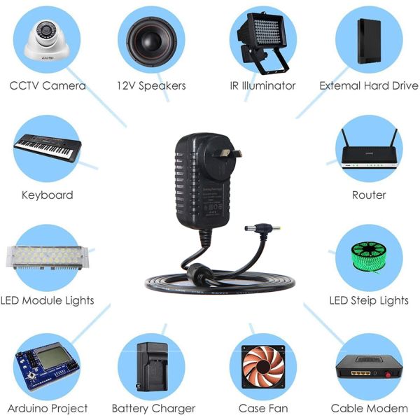 12V Dual DC Power Adapter 2.1mm 2.5mm AU Plug