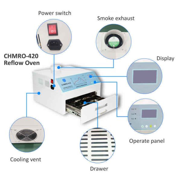 Hot Air + Infrared Mix Heating 2500w SMT Reflow Oven , Drawer Type Welding Machine