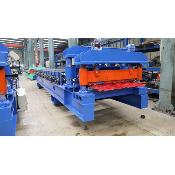 Color Steel 0.3-0.8mm Glazed Tile Roll Forming Machine Hydraulic Shear Forming
