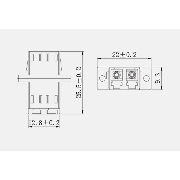 7001 Lightweight LC Adapter / LC LC Duplex Fiber Coupler SC Foot Type With Flanges