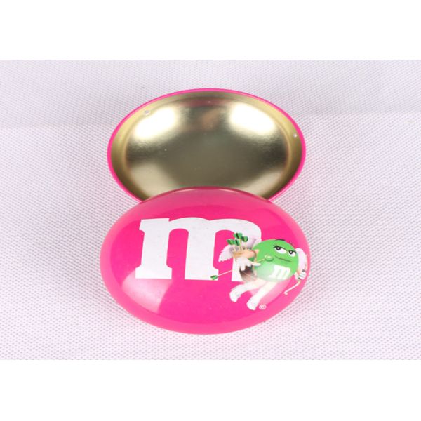 Bean Shaped Candy Packaging Promotional Tins , Custom Printing Metal Tin Containers
