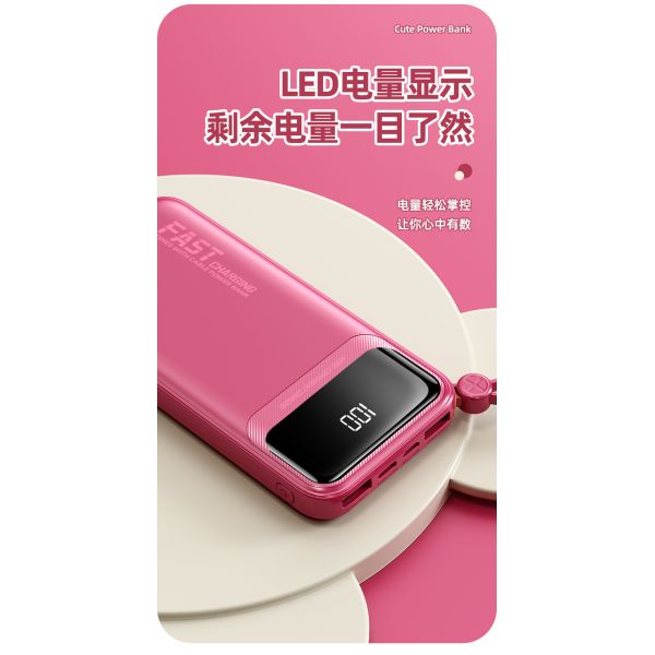 Arrivals 2024 LED Display Function Fast Charging Power Banks 10000mah 20000mah with Cables