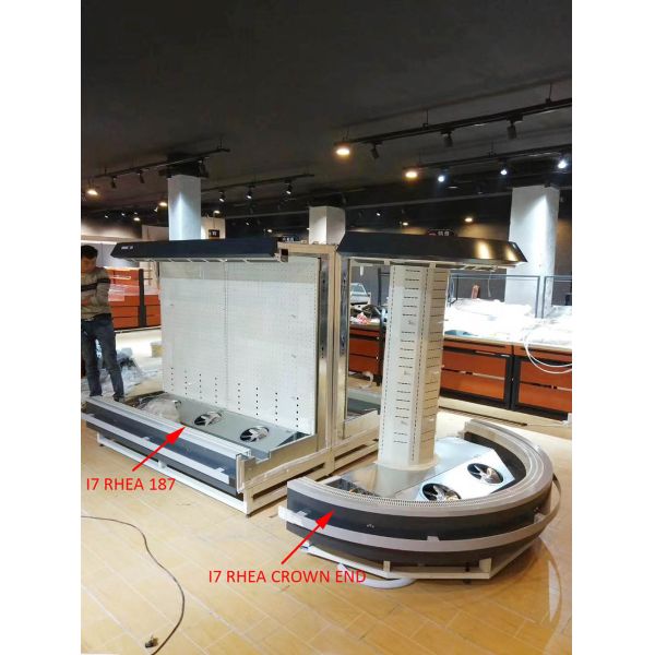 Semi Vertical Oval Island Open Display Cooler Multideck