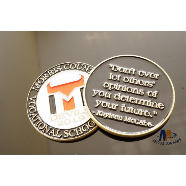 Customized Color Filled 2D Model Challenge Coins Semi - Mechanical Processing