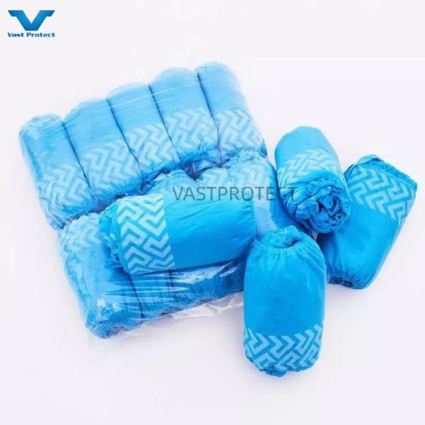 17 X 40cm Customized Blue PP CPE Anti Slip Disposable Shoe Cover For Food Processing