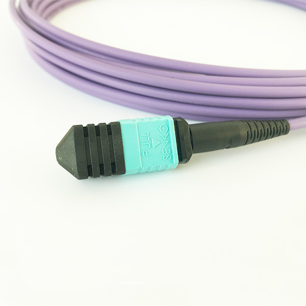 12 Cores MPO Patch Cable OM4 50/125μM 3.0mm LSZH Purple For Data Center Cabling