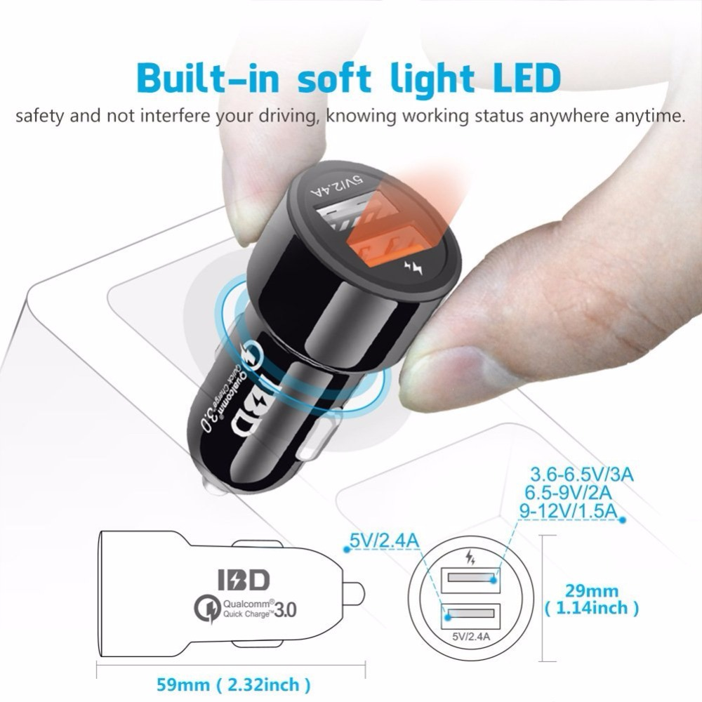 PC Fire Proof Material High Output USB Car Charger Multi Color For Smartphones