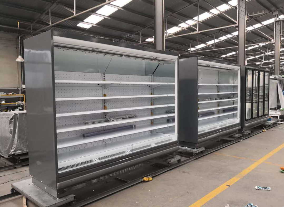 Open Air Refrigerated Display Cases With Fruit And Vegetable Display Shelves