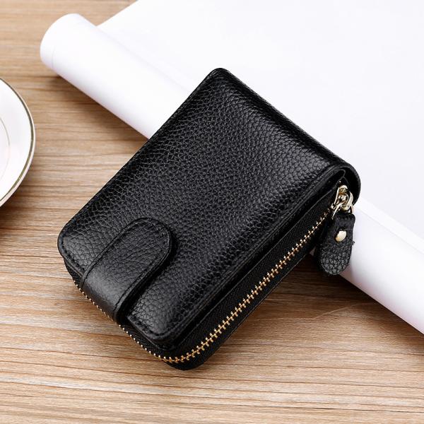 Custom Logo Avaliable Pebble Leather RFID Blocking Card Case for Men and Women