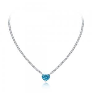Best Elegant Heart Shape Aqua Blue 925 Sterling Silver Heart Gemstone Necklace wholesale