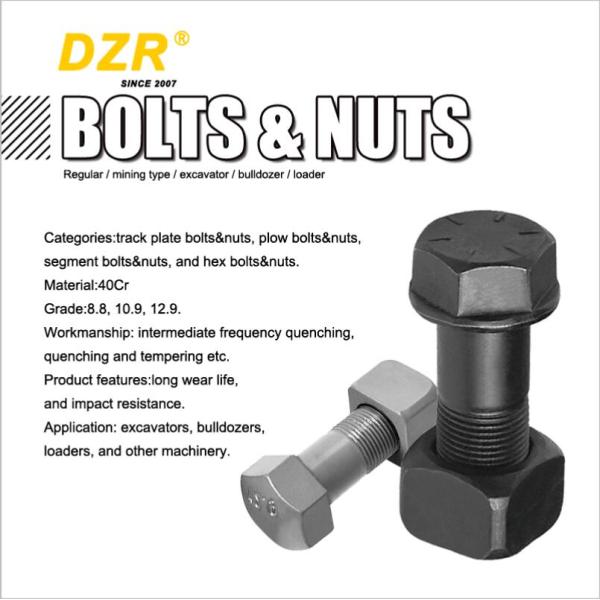 Smooth Finish Black 208-32-51210 Track Bolt and Nut for Komatzus PC400 Excavator