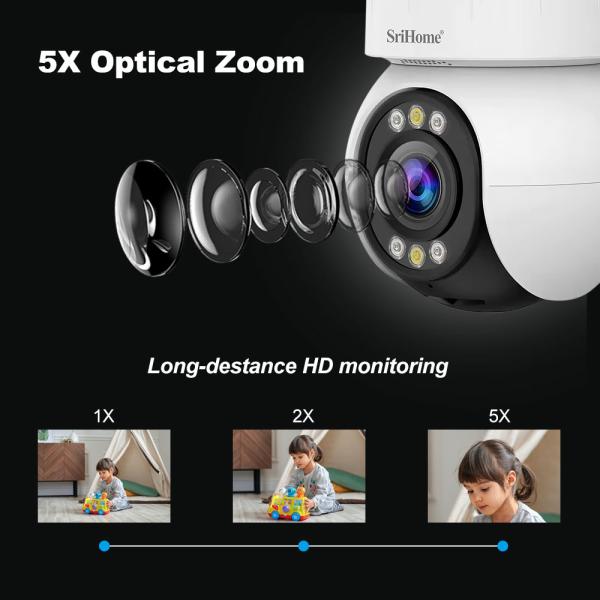 Hot selling Wifi PTZ Camera 360 Degree Panoramic 4MP 5X Wireless Infrared Smart Home Security