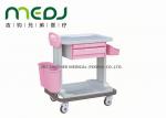 Anti Collision Hospital Medicine Trolley MJTC01-12 Pink With Handle / Basket