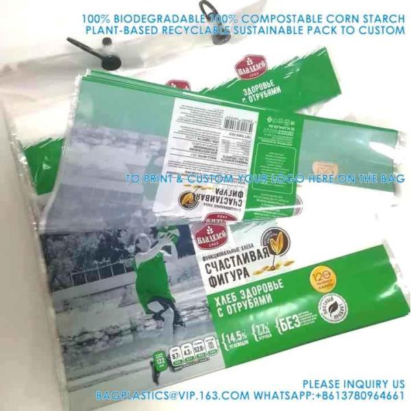 Customized Print Logo Size Pla Cellophane Loaf Bags Recycled Printing CPP LDPE Packing Transparent Packing