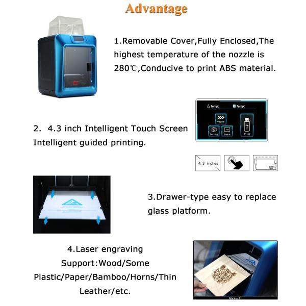 FDM Plate 0.8mm Nozzle Smart 3D Printer Toy DIY JCVISION 100W
