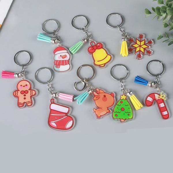 Christmas Festival Snowman Keychain Transparent Acrylic Key Ring with Custom