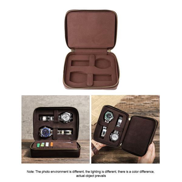 Genuine Leather Rectangular Design Outdoor Watch Travel Case Organizer Handmade Genuine 4 Watch Box