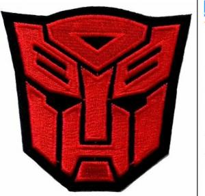 Best Merrow Border Embroidered Logo Patch Transformers Red Autobot Movie Film Logo wholesale