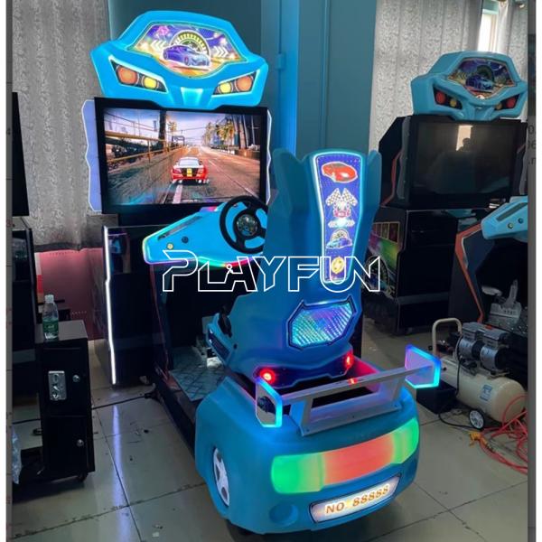 PlayFun Coin Operated Split Second Kids Driving Racing Car Simulator Arcade Machine for Indoor Game Hall