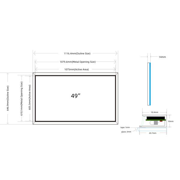 49 Inch IR Touch Screen USB Interface 16:10 For Business