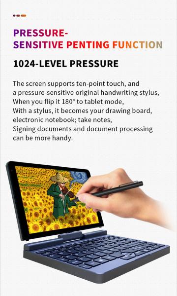 Cheap Pocket Notebook Mini Laptop Computer 8 Inch 2 In 1 Intel Core N95 12gb Ddr5 Win 10 for sale