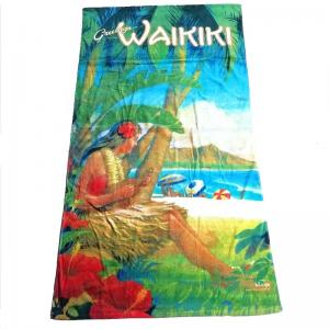 China Personalized Sexy Women Printed 100% Cotton Fabric Rectangle Oversized Terry Cotton Beach Towel on sale