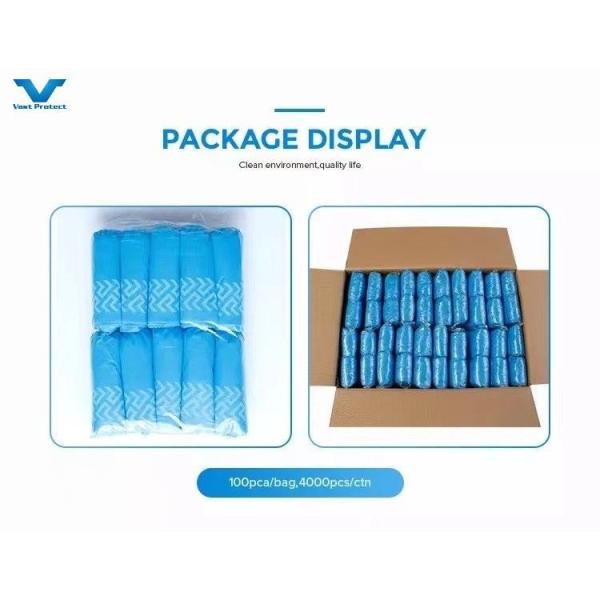 China Factory Disposable PP 10-30g Elastic Blue Anti-Slip Printed Shoe Cover