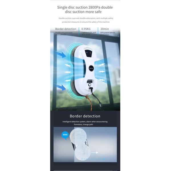 2800Pa Suction High Building Window Cleaning Robot with 80W Power and Remote Control