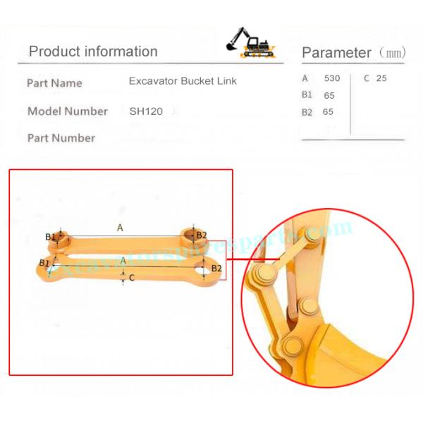 IS09001 Backhoe Bucket Linkage SH120 SH100 SUMITOMO Bucket Rod